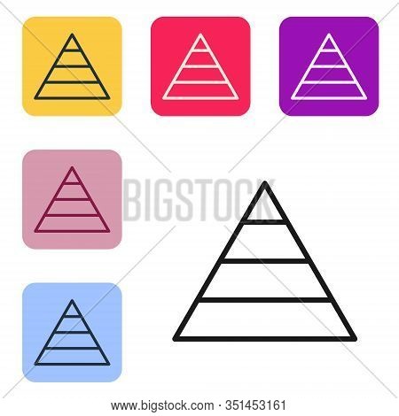 Black Line Business Pyramid Chart Infographics Icon Isolated On White Background. Pyramidal Stages G