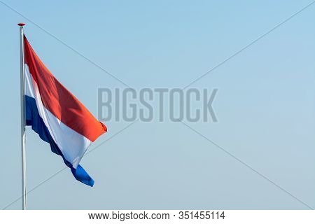 Flag Of The Kingdom Of The Netherlands, Dutch National Flag In Three Colors Red, White And Blue