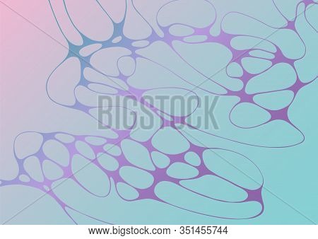 Chain Structure Abstract Futuristic Mint And Deep Purple Vector Background. Curve Lines Network Tiss