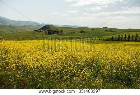 Hill and Mountain Landscape in Madonie Mountains in Sicily in Italy.