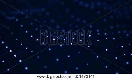 Technology Connection Background. Big Data Visualization. Futuristic Dynamic Wave. 3d Rendering.