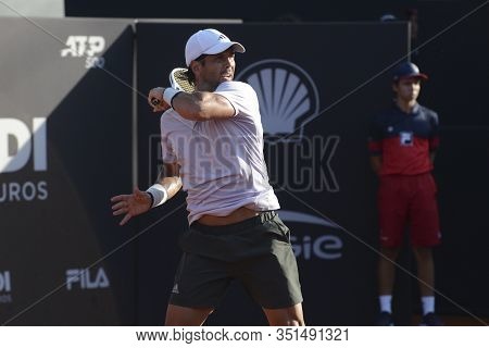 Rio De Janeiro, Rj, Brazil - February 17, 2020: Pablo Andujar (esp) Vs Fernando Verdasco (esp)  Duri