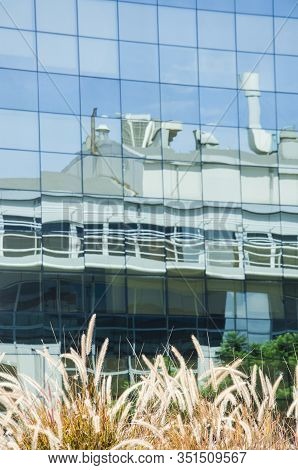Reflective Glazed Building And Decorative Plants In The Exclusive Neighborhood Of Puerto Madero, In 