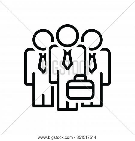 Black Line Icon For Businessman-team Gathering  Organization Tandem Troupe Lineup Aggregation Unity