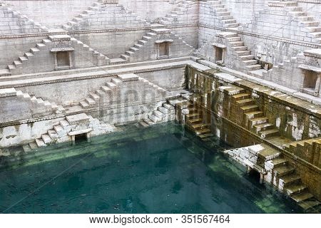 Jodhpur, India - December 8, 2019: The Historic Stepwell Toorji Ka Jhalra In The Historic City Centr