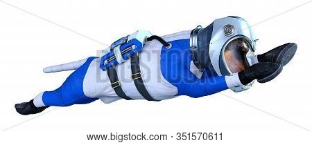 3D Rendering Astronaut Dog On White