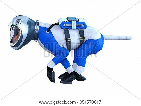 3D Rendering Astronaut Dog On White
