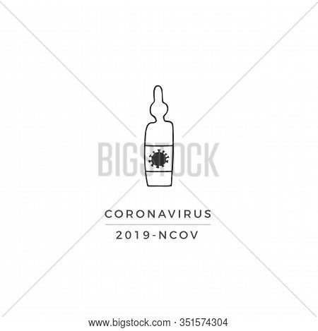 Vector Hand Drawn Icon, A Syringe With Vaccine. Wuhan Coronavirus 2019-ncov.