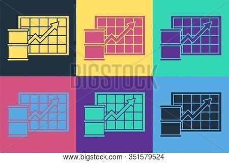 Pop Art Oil Price Increase Icon Isolated On Color Background. Oil Industry Crisis Concept. Vector Il