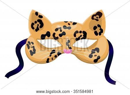 Carnival Cat Mask Isolated On A White Background. Vector Image.