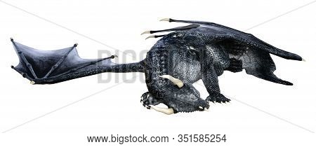 3D Rendering Fairy Tale Dragon On White