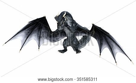 3D Rendering Fairy Tale Dragon On White