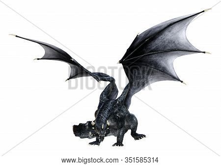 3D Rendering Fairy Tale Dragon On White