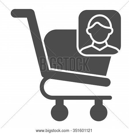 Consumer Basket Account Glyph Icon. Market Trolley Customer Avatar. Commerce Vector Design Concept, 
