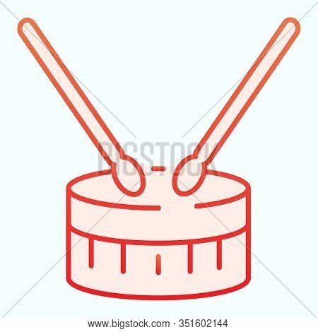 Drum With Drumsticks Flat Icon. Percussion Musical Instrument Vector Illustration Isolated On White.