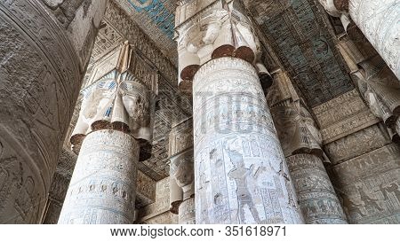 Dendera Temple Or Temple Of Hathor. Egypt. Dendera, Denderah, Is A Small Town In Egypt. Dendera Temp
