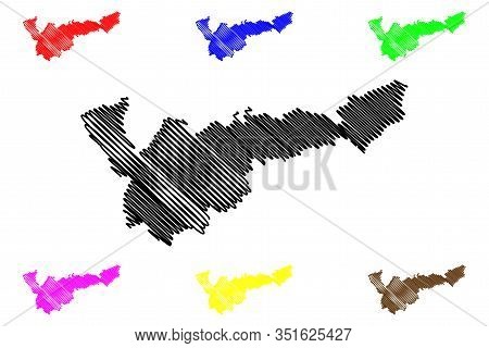 Mohales Hoek District (districts Of Lesotho, Kingdom Of Lesotho) Map Vector Illustration, Scribble S