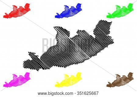 Qachas Nek District (districts Of Lesotho, Kingdom Of Lesotho) Map Vector Illustration, Scribble Ske