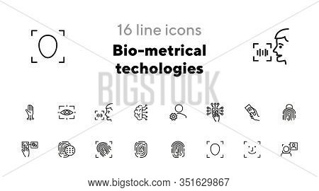 Bio-metrical Techologies Line Icon Set. Finger, Security, Data Protection. Safety Concept. Vector Il