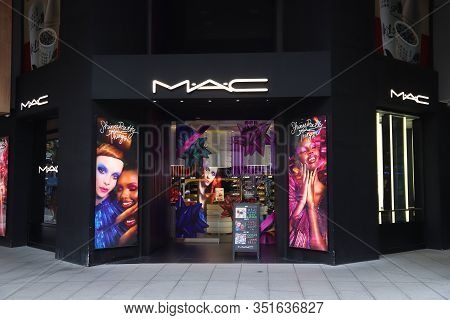 Taipei, Taiwan - December 5, 2018: Mac Cosmetics Beauty Store In Ximending Shopping District In Taip