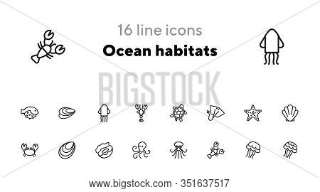 Ocean Habitats Icon Set. Seaanimal Concept. Vector Illustration Can Be Used For Topics Like Seafood,