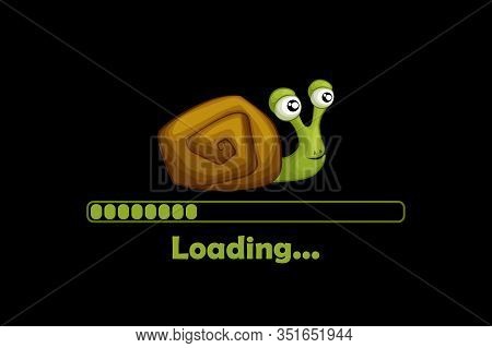 Cartoon Cute Snail And Loading Icon For Game Menu.