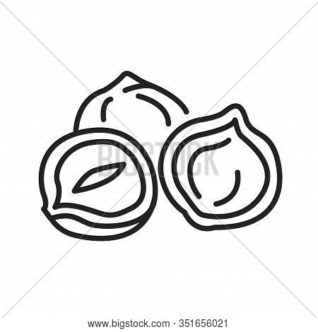 Nazel Nut Black Line Icon. Nuts In The Shell. Pictogram For Web Page, Mobile App, Promo. Ui Ux Gui D