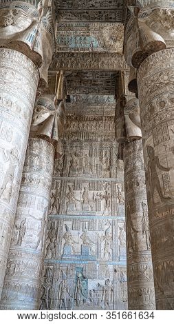 Dendera Temple Or Temple Of Hathor. Egypt. Dendera, Denderah, Is A Small Town In Egypt. Dendera Temp