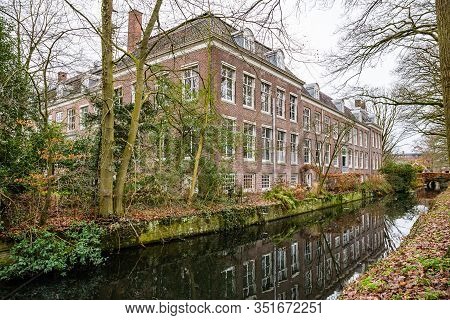 Zeist, Netherlands - January 04, 2020. Zusterplein - Buildings Of Orange Bricks Near Slot Zeist