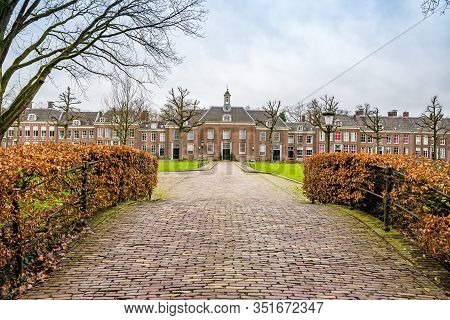 Zeist, Netherlands - January 04, 2020. Zusterplein - Buildings Of Orange Bricks Near Slot Zeist