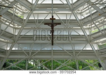 Rizal, Ph - Nov. 30: Parish Of The Immaculate Heart Of Mary Church Interior And Jesus Crucifix Cross