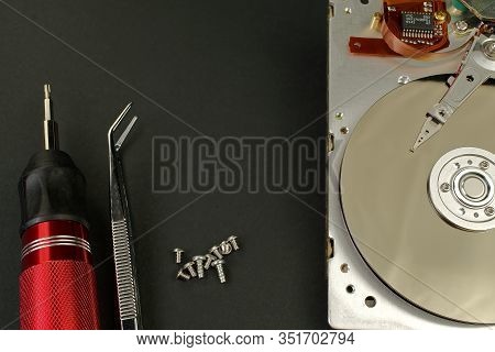 Hdd - Hard Disk Drive. Hard Disk Repair Concept. The Hard Drive Is Designed To Store Data Of All Man