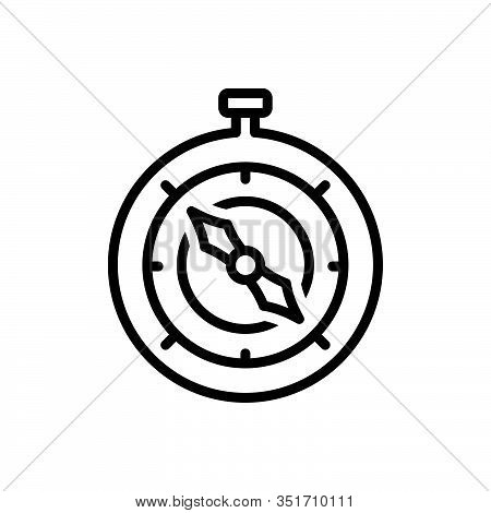 Black Line Icon For Navigation Pilotage Yachting Map Pointer Direction Compass Location Orientation