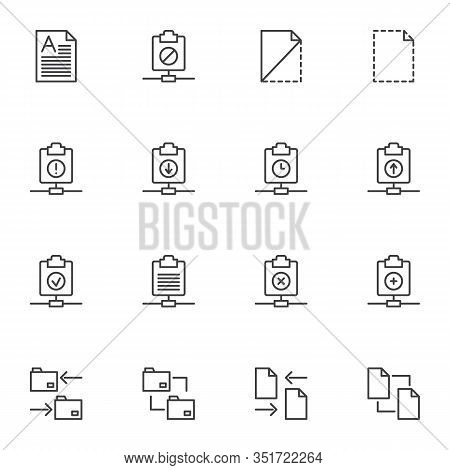 Document Files Line Icons Set. Linear Style Symbols Collection, File Folders Outline Signs Pack. Vec
