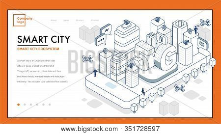 5g Smart City Future Abstract Or Metropolis.intelligent Building Automation System Business Concept.