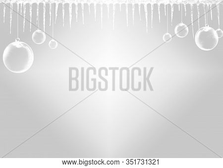 Gradient Blue Blank Paper Template Background With Winter Icicle Border