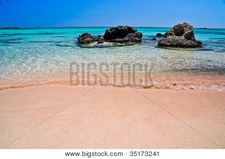 Rosa areia da praia Elafonisi