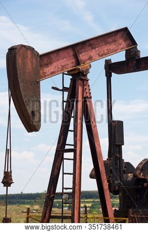 Oil well in Ayoluengo de la Lora, Burgo Province, Castilla Leon in Spain.