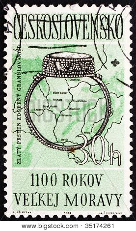 Postage stamp Czechoslovakia 1963 9th Century Ring, Moravia