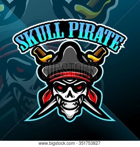 Skull Pirates Mascot Gaming Logo Design With Text