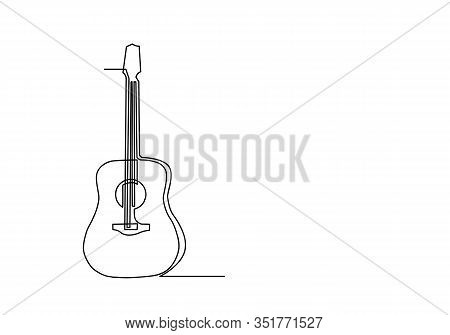 One Continuous Line Drawing Of Acoustic Guitar