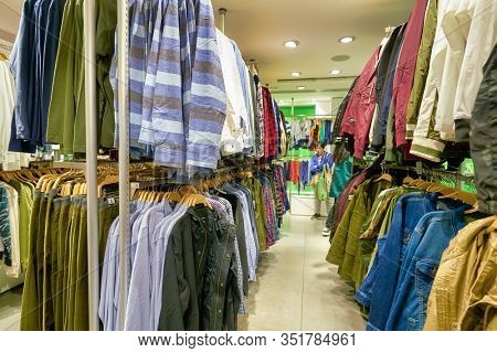 HONG KONG - JANUARY 22, 2019: interior shot of Bossini shop. Bossini International Holdings Limited and its subsidiaries is an apparel brand owner, retailer and franchiser, headquartered in Hong Kong.