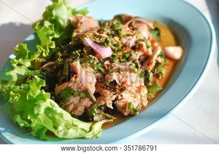 Pork Salad, Spicy Pork Salad Or Thai Spicy Pork Salad