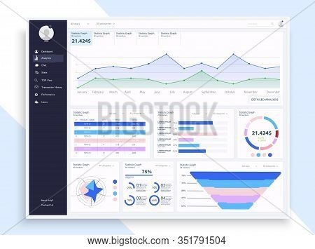 Dashboard, Great Design For Any Site Purposes. Business Infographic Template. Vector Flat Illustrati