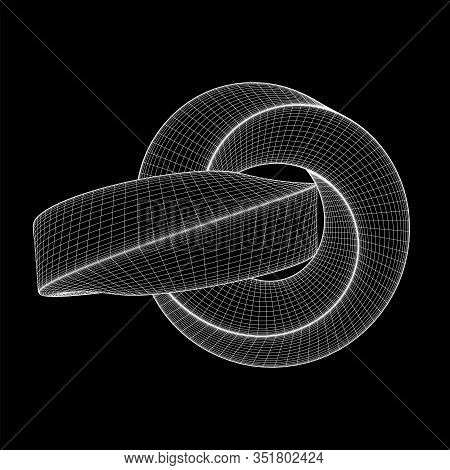 Mobius Strip Ring Knot Sacred Geometry. Spatial Figure With Upturned Surfaces. Optical Illusion With