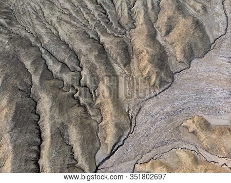 Beautiful Aerial View Of A Lunar Landscape  Over The Muddy Volcanoes, Paclele, Berca, Buzau County, 