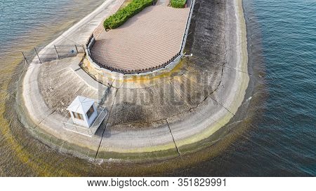 Embankment In The Mezhigorye National Park, Drone View.