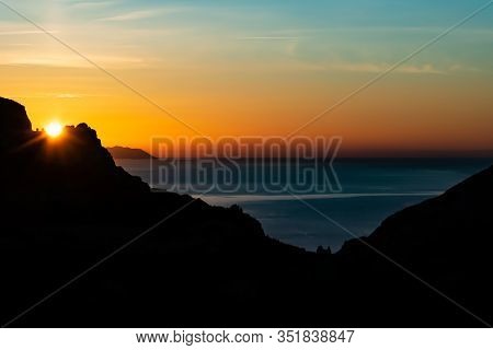 Sunrise At Calanque De Morgiou (marseille, France): The Breathtaking High Contrast Cliff Mountain La