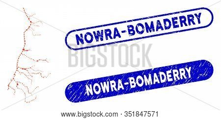 Mosaic Lightning And Distressed Stamp Watermarks With Nowra-bomaderry Text. Mosaic Vector Lightning 