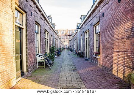 Utrecht, Netherlands - January 06, 2020. Seven Alleys - Zeven Steegjes - Working Class Neighborhood